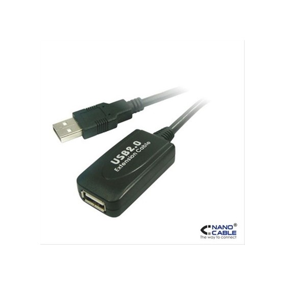 CABLE USB 2.0 PROLONGADOR CON AMPLIFICADOR A/M-A/H 5M NEGRO NANOCABLE