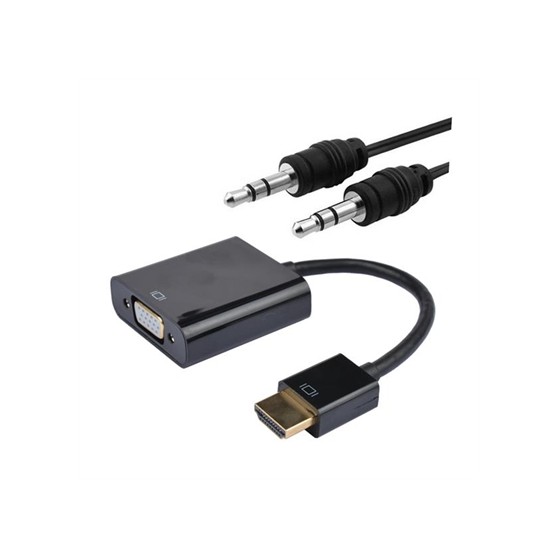 CONVERSOR HDMI A SVGA+AUDIO, HDMI A/M-SVGA/H+3.5/H, 0.1M+1M NEGRO NANOCABLE